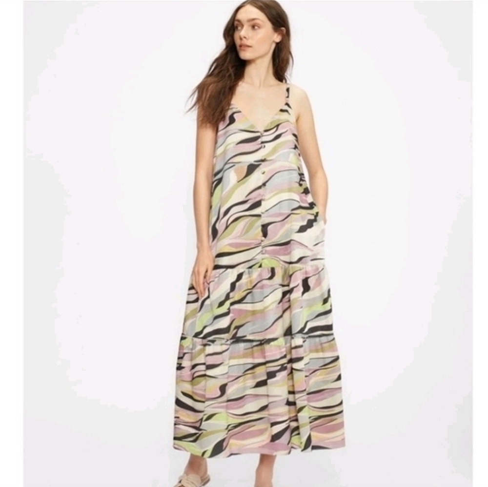 Ted Baker Tiered Warren Spaghetti Strap Button Down Maxi Dress Ted size 5-US 14